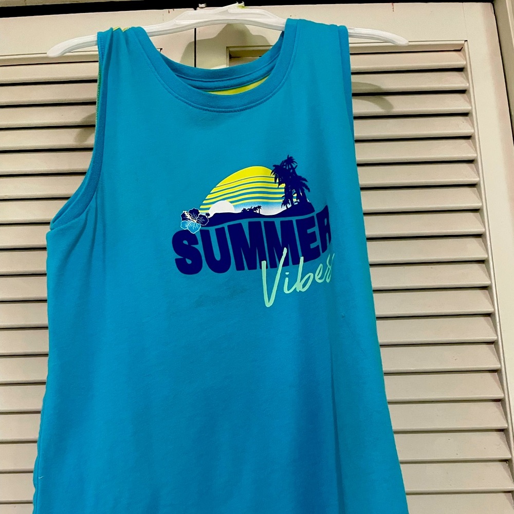 Athletic works blue summer vibes tank, xl